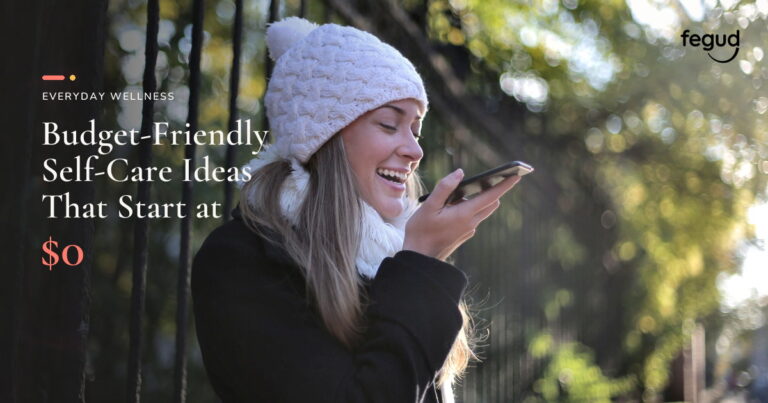 Woman smiling outdoors while exploring budget-friendly self-care ideas