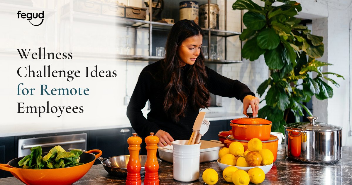 Remote employees choosing flexible wellness challenge activities near a home workspace
